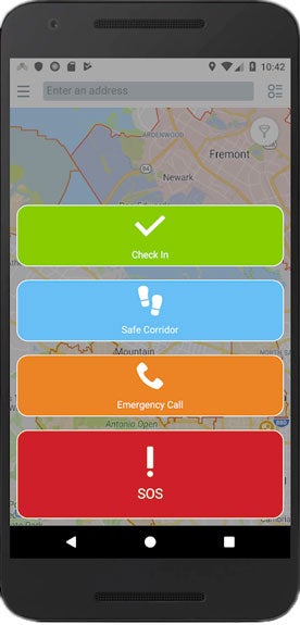 SOS screen of the Everbridge Mobile App